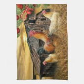 Weihnachtsbauernhof Hen Barn Coop Geschirrtuch (Vertikal)