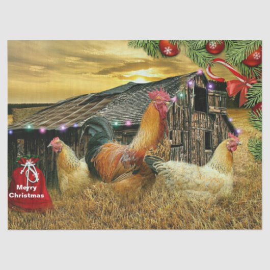 Weihnachtsbauernhof Hen Barn Coop Seidenpapier (Vorderseite)