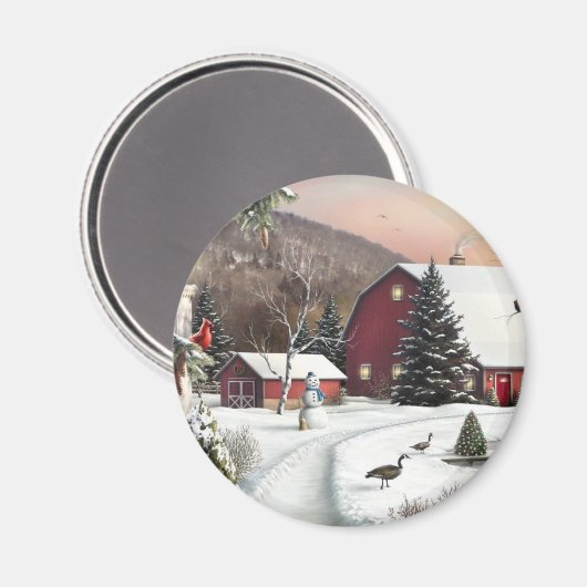 Weihnachtsbauernhof Magnet (Vorderseite/Rückseite)