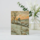 Weihnachtsbauernhof mit Hirsch Feiertagspostkarte (Stehend Vorderseite)