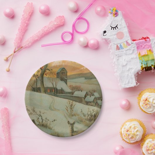 Weihnachtsbauernhof mit Hirsch Pappteller (Party)