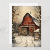 Weihnachtsbauernhof mit Pferdeställe - Flachkarte Feiertagskarte (Vorne/Hinten)