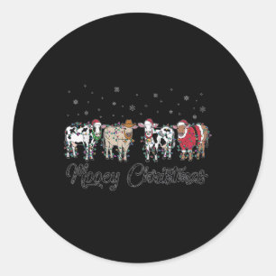Weihnachtsbauernhof Mooey Weihnachtsleuchten Kuh Runder Aufkleber