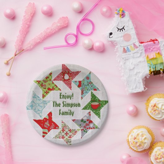 Weihnachtsbauernhof Patchwork Papier Teller (Party)