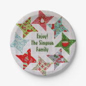 Weihnachtsbauernhof Patchwork Papier Teller (Vorderseite)