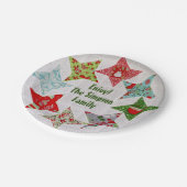 Weihnachtsbauernhof Patchwork Papier Teller (Schrägansicht)