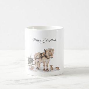 Weihnachtsbauernhof Pferd Tiere Winter Kaffeetasse