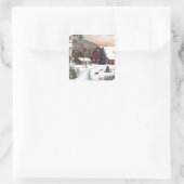 Weihnachtsbauernhof Quadratischer Aufkleber (Tasche)