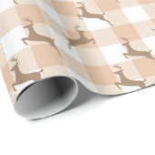 Weihnachtsbauernhof rustikale Rentierbüffel karier Geschenkpapier (Rolleneckpunkt)