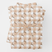 Weihnachtsbauernhof rustikale Rentierbüffel karier Geschenkpapier Set (Beispiel)
