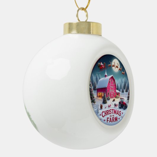 Weihnachtsbauernhof Weihnachten Rustikaler Urlaub Keramik Kugel-Ornament (Links)