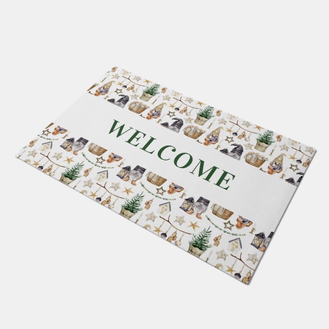 Weihnachtsbauernhof Zuhause Fußmatte (Schrägansicht)