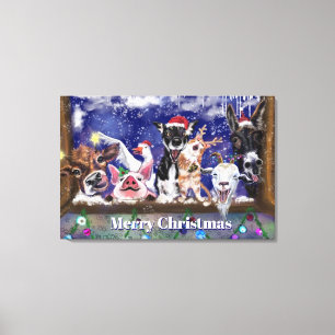 Weihnachtsbauernhoftiere Leinwanddruck