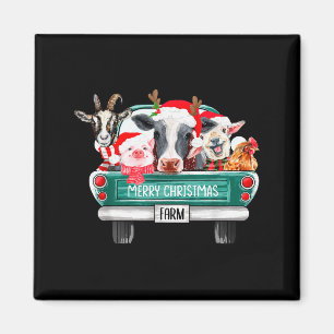 Weihnachtsbauernhoftiere LKW Santa Hut Familie Paj Magnet