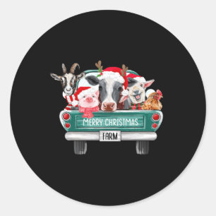 Weihnachtsbauerntiere LKW Weihnachtsmannmütze Fami Runder Aufkleber