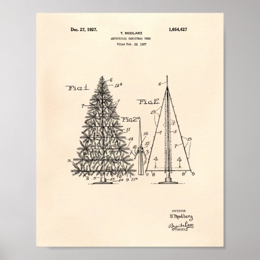 Weihnachtsbaum 1927 Patent Art Old Peper Poster (Vorne)