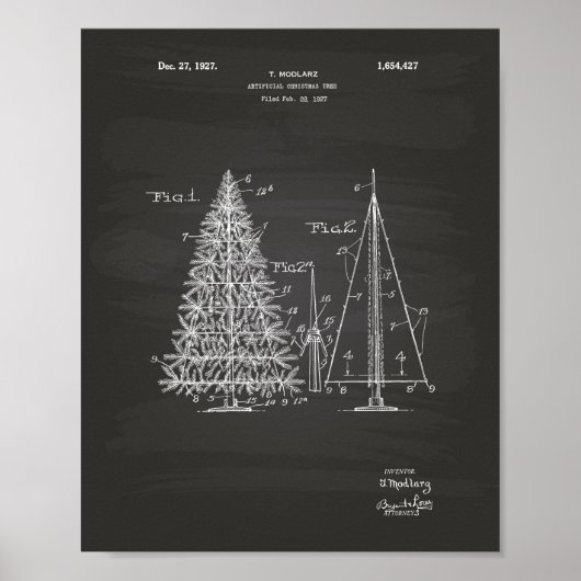 Weihnachtsbaum 1927 Patent Kunst Tafelbild Poster (Vorne)