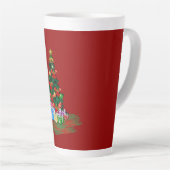 Weihnachtsbaum 2021 Burgund Latte Tasse (Rechte Ecke)