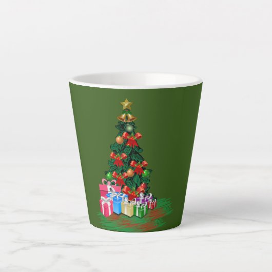 Weihnachtsbaum 2021 Grüne Latte-Tasse Milchtasse (Vorderseite)