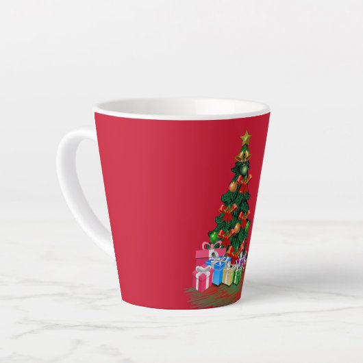 Weihnachtsbaum 2021 Rote Latte Tasse (Linke Ecke)