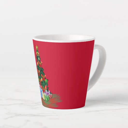 Weihnachtsbaum 2021 Rote Latte Tasse (Rechte Ecke)
