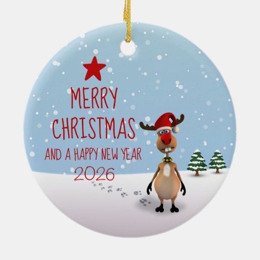 Weihnachtsbaum 2021 von Funny Rentier Keramik Ornament (Hinten)