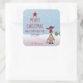 Weihnachtsbaum 2021 von Funny Rentier Quadratischer Aufkleber (Tasche)