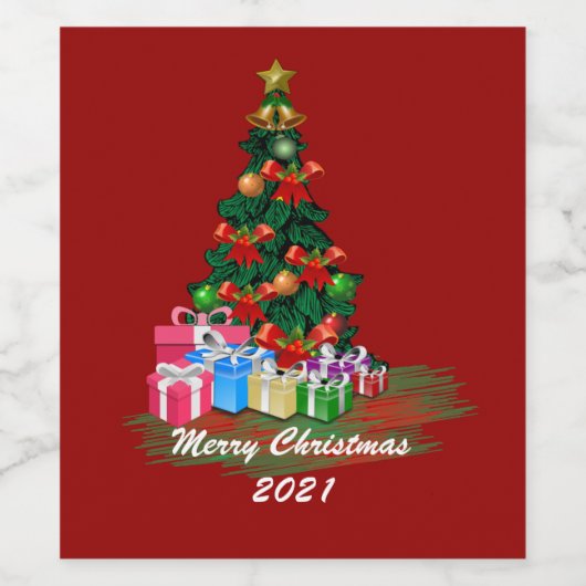 Weihnachtsbaum 2021 Weinetikett Set (Einzelnes Label)