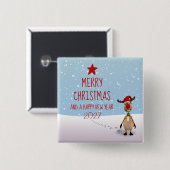 Weihnachtsbaum 2022 von Funny Rentier Button (Vorne & Hinten)