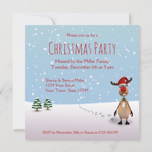 Weihnachtsbaum 2023 von Funny Rentier Einladung (Rückseite)