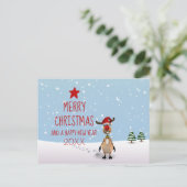 Weihnachtsbaum 2023 von Funny Rentier Postkarte (Stehend Vorderseite)