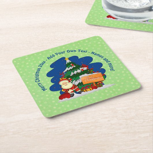 Weihnachtsbaum 20xx Text hinzufügen Rechteckiger Pappuntersetzer (angewinkelt)