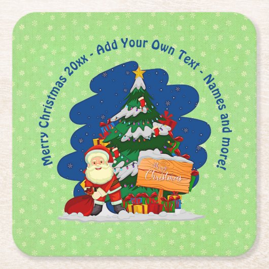 Weihnachtsbaum 20xx Text hinzufügen Rechteckiger Pappuntersetzer (Vorderseite)