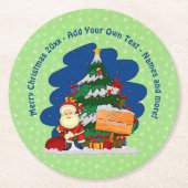 Weihnachtsbaum 20xx Text hinzufügen Runder Pappuntersetzer (Vorderseite)