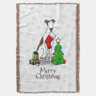 Weihnachtsbaum 2 Grauhund (gebürstlich weiß) Dog F Decke