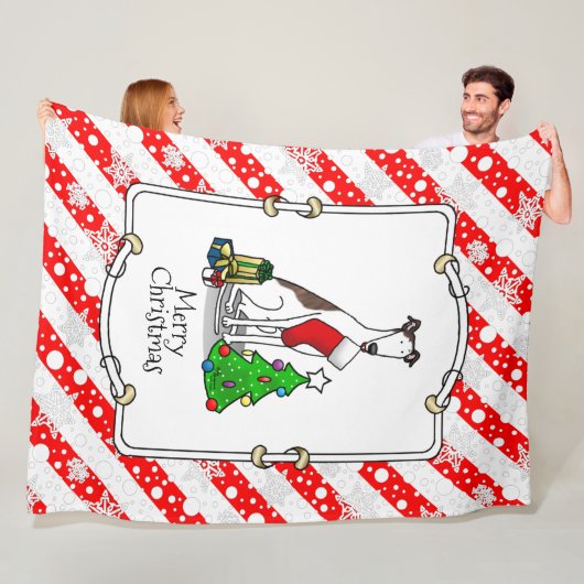 Weihnachtsbaum 2 Grauhund (gebürstlich weiß) Dog F Fleecedecke (Beispiel)