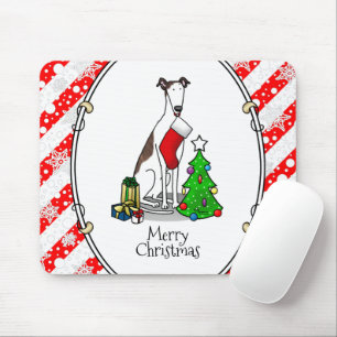 Weihnachtsbaum 2 Grauhund (gebürstlich weiß) Dog F Mousepad