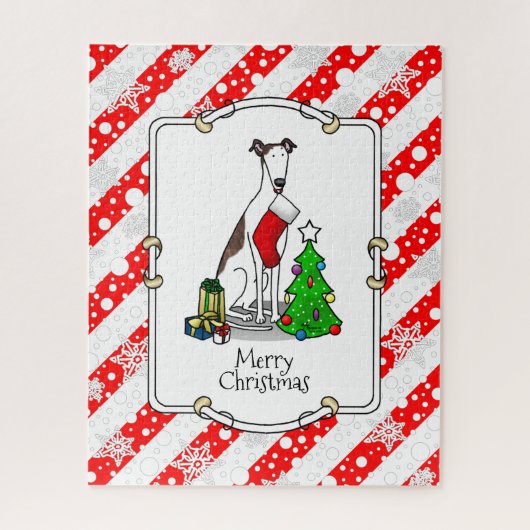 Weihnachtsbaum 2 Grauhund (gebürstlich weiß) Dog F Puzzle (Vertikal)