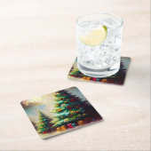 Weihnachtsbaum 2 rechteckiger pappuntersetzer (Vor Ort)