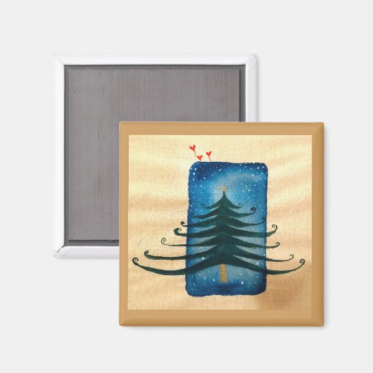 Weihnachtsbaum 5.1 cm Square Magnet (Vorderseite/Rückseite)