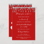 Weihnachtsbaum Abendessen Feiertage Silberne Tropf Einladung (Vorne/Hinten)