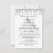 Weihnachtsbaum Abendessen Ferien Weiß Grau Silber Einladung (Vorderseite)