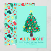 Weihnachtsbaum "Alles ist hell" Custom Colorful Feiertagskarte (Vorne/Hinten)