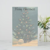 Weihnachtsbaum am Abend mit Lichtern Briefpapier (Stehend Vorderseite)