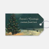 Weihnachtsbaum am Abend mit Lichtern Geschenkanhänger (Vorderseite (Horizontal))