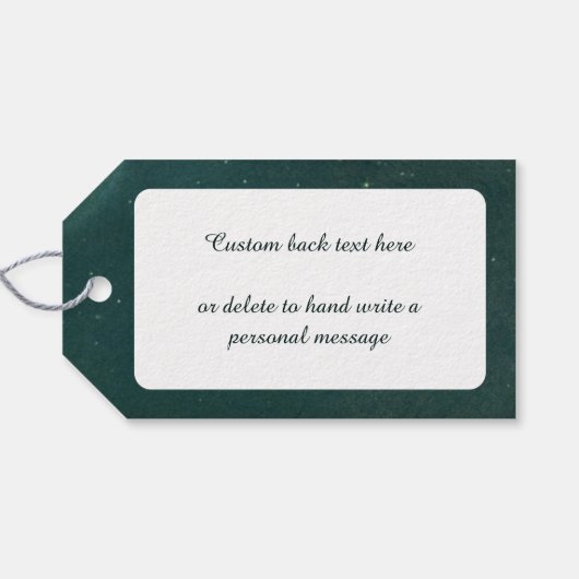 Weihnachtsbaum am Abend mit Lichtern Geschenkanhänger (Rückseite Horizontal)