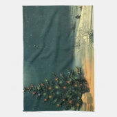 Weihnachtsbaum am Abend mit Lichtern Geschirrtuch (Vertikal)