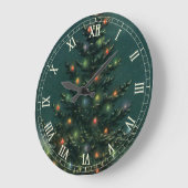Weihnachtsbaum am Abend mit Lichtern Große Wanduhr (Winkel)