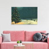 Weihnachtsbaum am Abend mit Lichtern Leinwanddruck (Insitu (Wohnzimmer))