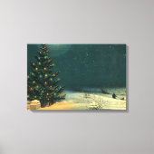 Weihnachtsbaum am Abend mit Lichtern Leinwanddruck (Vorderseite)
